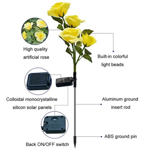Solar Simulation Rose Flower Light Ground Insert Color Garden Lawn Lights (Random Color Delivery) - Image 4