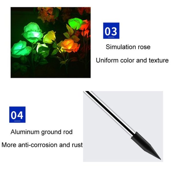 Solar Simulation Rose Flower Light Ground Insert Color Garden Lawn Lights (Random Color Delivery) - Image 6