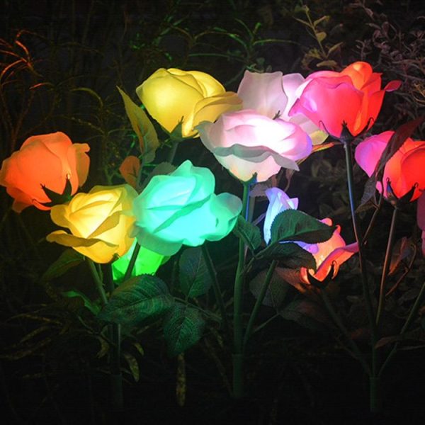 Solar Simulation Rose Flower Light Ground Insert Color Garden Lawn Lights (Random Color Delivery) - Image 9