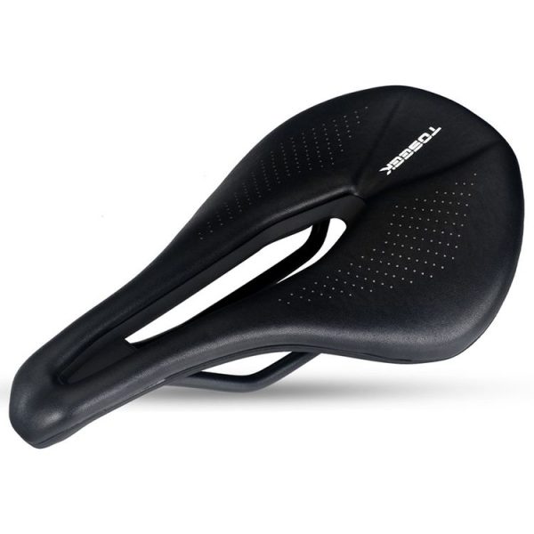 TOSEEK Bicycle Wide Seat Cushion Shock Absorption Comfortable Saddle, Color: Black