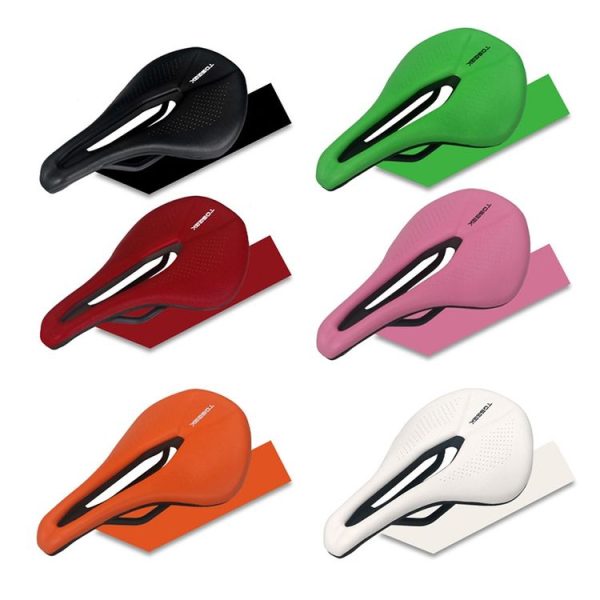 TOSEEK Bicycle Wide Seat Cushion Shock Absorption Comfortable Saddle, Color: Black - Image 2