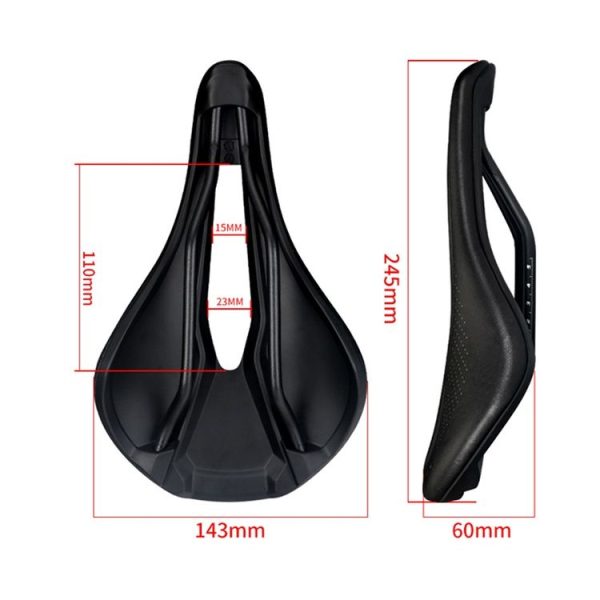 TOSEEK Bicycle Wide Seat Cushion Shock Absorption Comfortable Saddle, Color: Black - Image 3