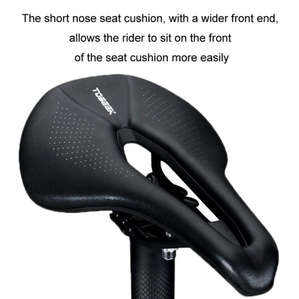 TOSEEK Bicycle Wide Seat Cushion Shock Absorption Comfortable Saddle, Color: Black - Image 5
