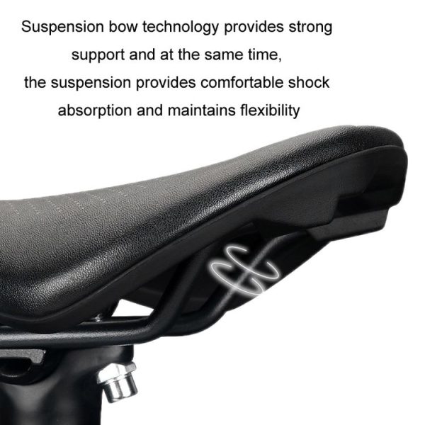 TOSEEK Bicycle Wide Seat Cushion Shock Absorption Comfortable Saddle, Color: Black - Image 6