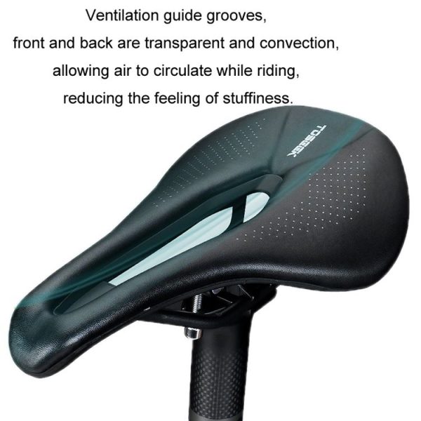 TOSEEK Bicycle Wide Seat Cushion Shock Absorption Comfortable Saddle, Color: Black - Image 7