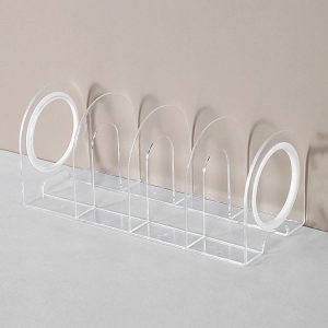 Book Riser Stand Desktop Book Storage Shelf Student Transparent Book Holder (White Ring)