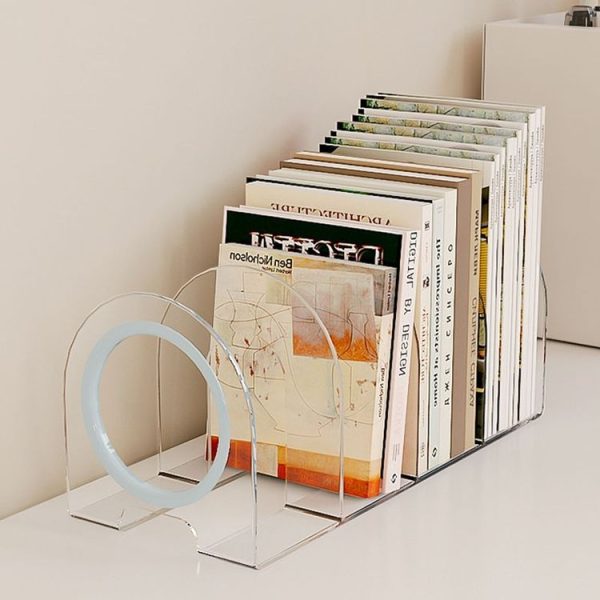 Book Riser Stand Desktop Book Storage Shelf Student Transparent Book Holder (White Ring) - Image 2