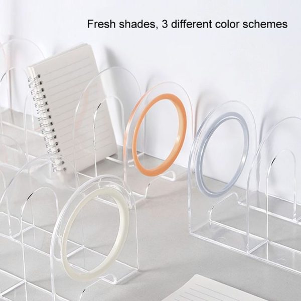 Book Riser Stand Desktop Book Storage Shelf Student Transparent Book Holder (White Ring) - Image 4