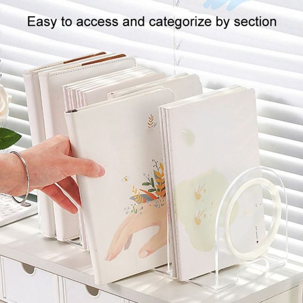 Book Riser Stand Desktop Book Storage Shelf Student Transparent Book Holder (White Ring) - Image 5