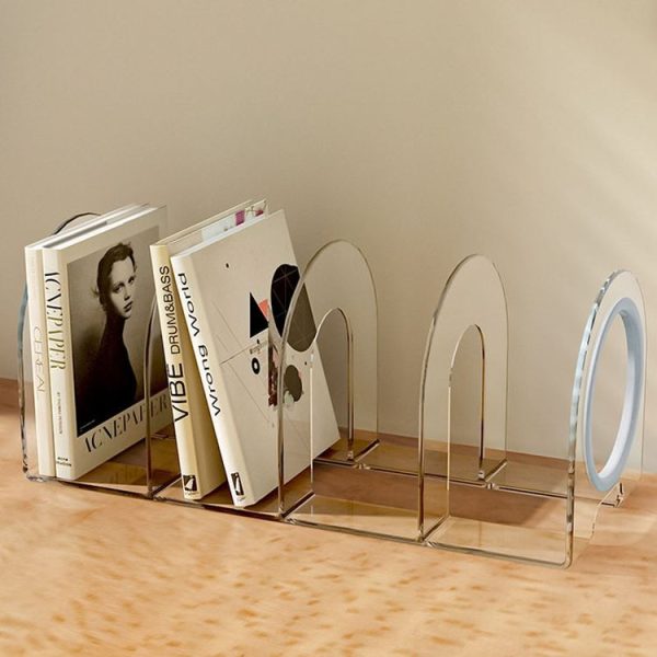 Book Riser Stand Desktop Book Storage Shelf Student Transparent Book Holder (White Ring) - Image 9