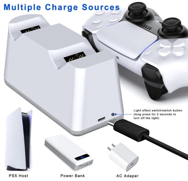 PS5 Handle Charger Colorful Grip Double Fast Charging LED Lamp Seat Charger - Image 3