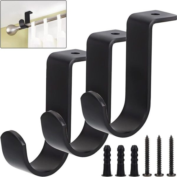 Curtain Roman Rod Top Installation Bracket Curtain Mounting Base Trays Accessories (Black) - Image 2