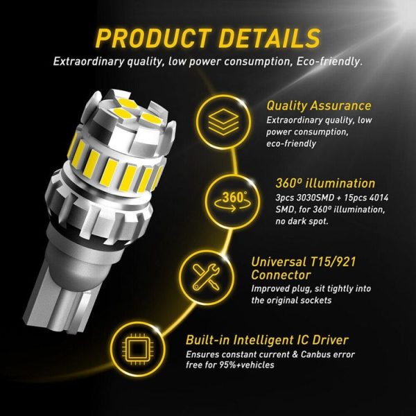 2pcs T10 3030+4014 18LED Constant Current Decoder Indicator Light Reversing Light (White) - Image 5