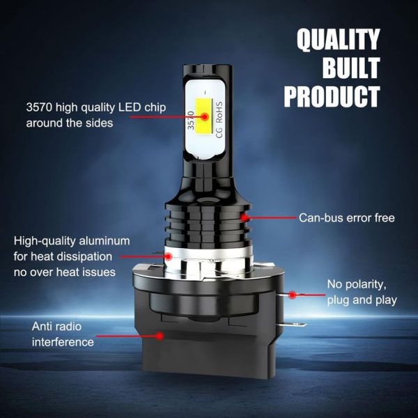 2pcs H11B 3570 2LED 80W Car Headlight Bulbs High Bright Fog Lights (White) - Image 5