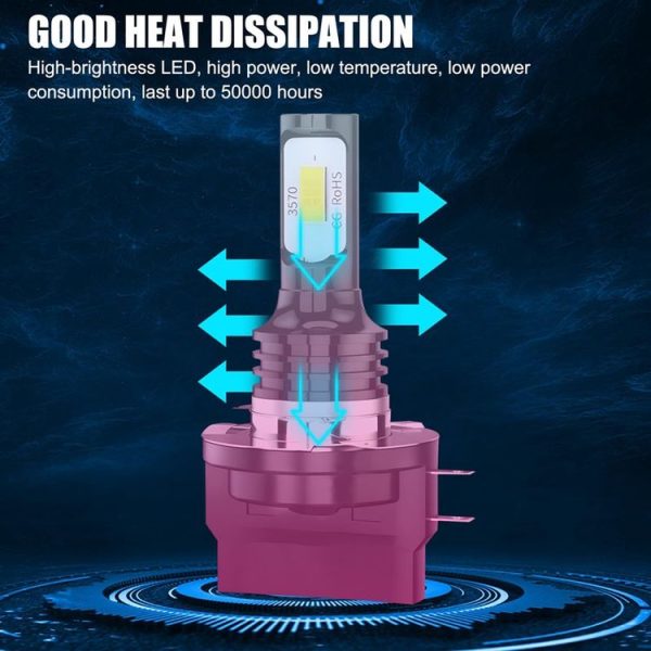 2pcs H11B 3570 2LED 80W Car Headlight Bulbs High Bright Fog Lights (White) - Image 6