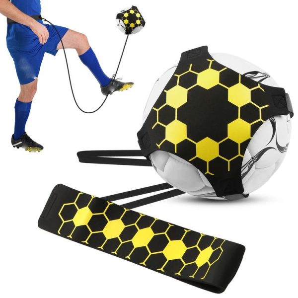 Soccer Kick Trainer Solo Football Training Aid with Adjustable Belt Training Juggle Band (Hexagonal)