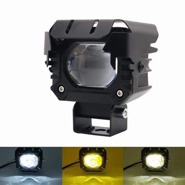 Motorcycle Strong Light With Lens Spotlight Electrical Bike Conversion Spotlight Paving Light (White And Yellow Dual Light) - Image 2