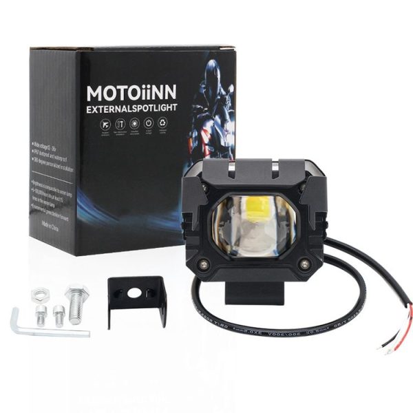 Motorcycle Strong Light With Lens Spotlight Electrical Bike Conversion Spotlight Paving Light (White And Yellow Dual Light) - Image 9