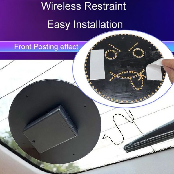 Car LED Funny Emoji Light Rear Windows Multifunctional Warning Smiley Light (Black) - Image 4