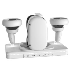 Meta Quest 2 Desktop Bracket VR Glasses Wireless Charger Colorful Light Emitting Base (White)