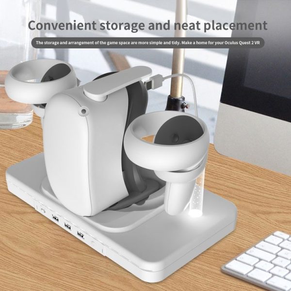 Meta Quest 2 Desktop Bracket VR Glasses Wireless Charger Colorful Light Emitting Base (White) - Image 2