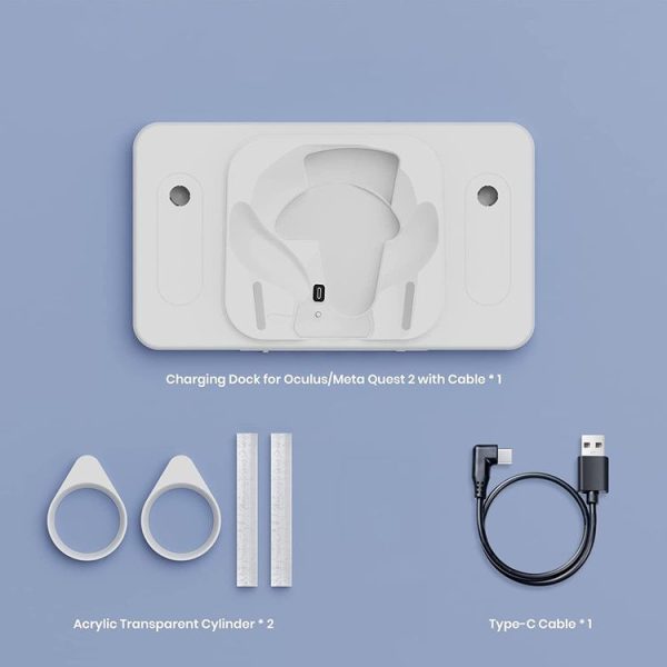 Meta Quest 2 Desktop Bracket VR Glasses Wireless Charger Colorful Light Emitting Base (White) - Image 3