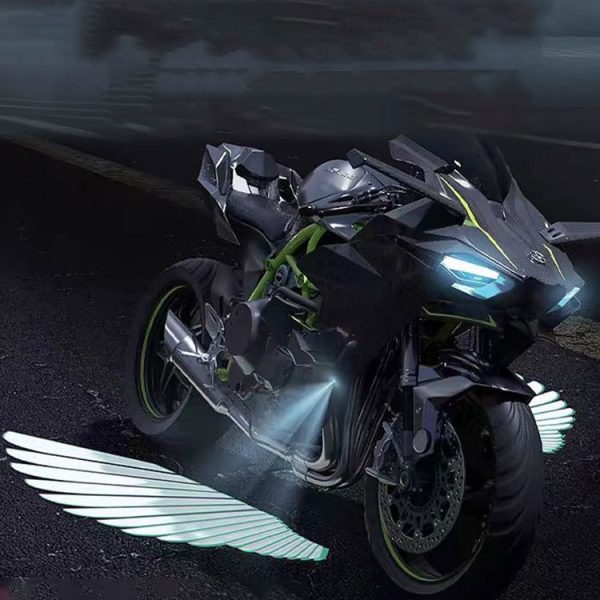 1pair Motorcycle Angel Wings Welcome Light LED Chassis Modified Wings Projector Light (White) - Image 2