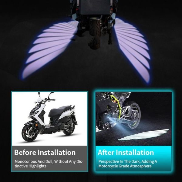 1pair Motorcycle Angel Wings Welcome Light LED Chassis Modified Wings Projector Light (White) - Image 8