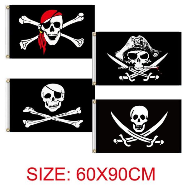 60x90cm Bar Haunted House Pirate Skeleton Flag Halloween Hanging Cloth, Style: Hat Knife And Fork - Image 2