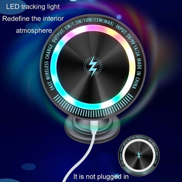 Magsafe 15W Magnetic Colorful Light Wireless Charging Mobile Phone Holder, Color: A9 Air Outlet Dark Gray - Image 4