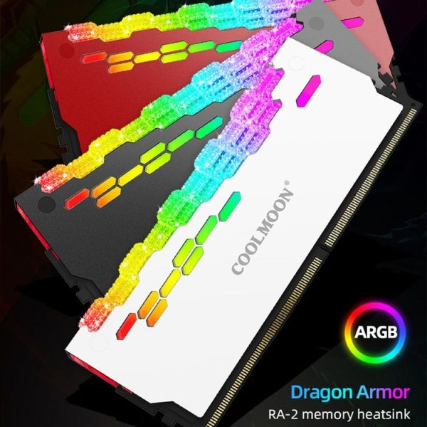 COOLMOON RA-2 Heatsink Cooler ARGB Colorful Flashing Memory Bank Cooling Radiator For PC Desktop Computer Accessories (Red) - Image 3