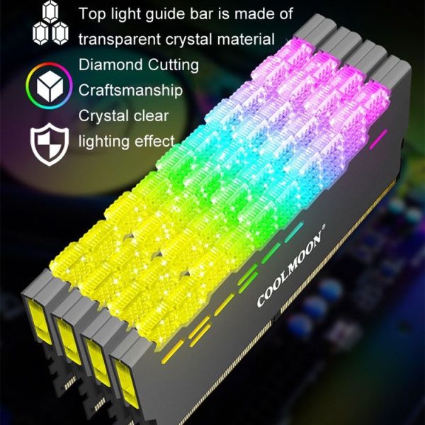 COOLMOON RA-2 Heatsink Cooler ARGB Colorful Flashing Memory Bank Cooling Radiator For PC Desktop Computer Accessories (Red) - Image 4