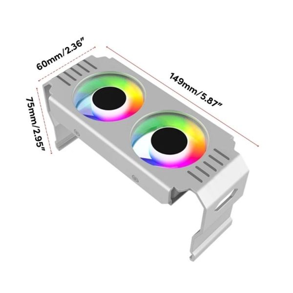 Desktop ARGB Memory Cooler PWM Temperature Control Dual Fan, For DDR / DDR2 / DDR3 / DDR4 / DDR5 (White) - Image 10