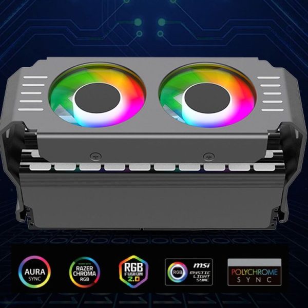 Desktop ARGB Memory Cooler PWM Temperature Control Dual Fan, For DDR / DDR2 / DDR3 / DDR4 / DDR5 (White) - Image 4