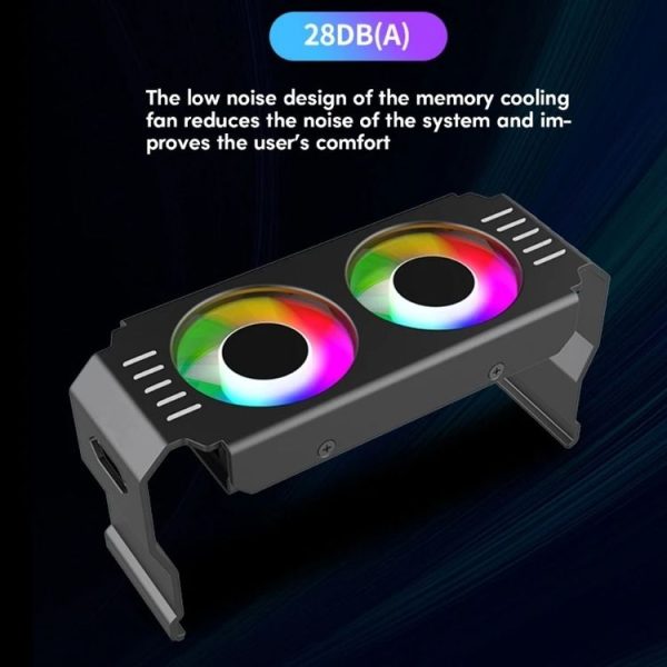 Desktop ARGB Memory Cooler PWM Temperature Control Dual Fan, For DDR / DDR2 / DDR3 / DDR4 / DDR5 (White) - Image 5