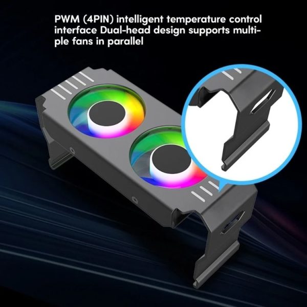 Desktop ARGB Memory Cooler PWM Temperature Control Dual Fan, For DDR / DDR2 / DDR3 / DDR4 / DDR5 (White) - Image 7