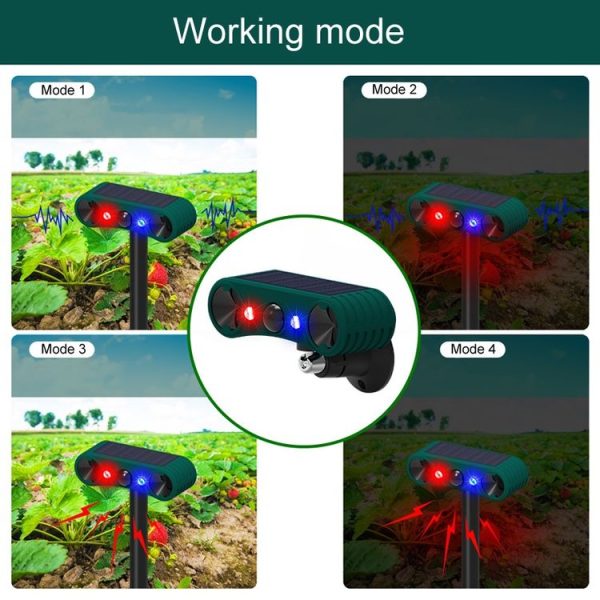 N911W Solar Powered Mouse Repeller Alarm Infrared Sensor Animal Repellent (Green) - Image 8