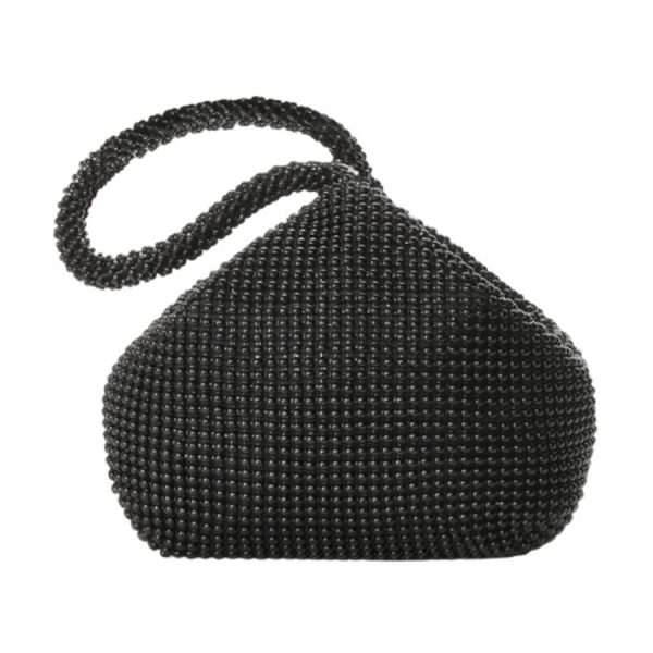 Evening Clutch Bag Ladies Banquet Soft Beaded Handbag (Black)
