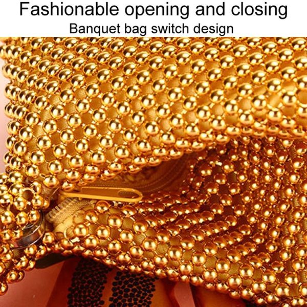 Evening Clutch Bag Ladies Banquet Soft Beaded Handbag (Black) - Image 4