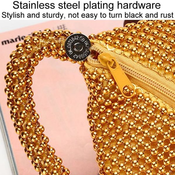 Evening Clutch Bag Ladies Banquet Soft Beaded Handbag (Black) - Image 5