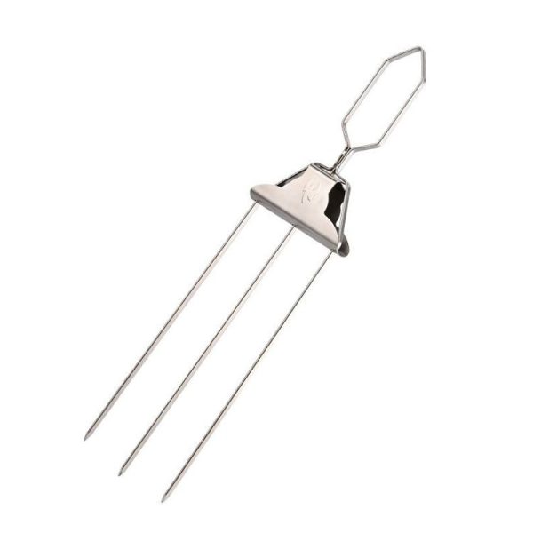 3 Way Skewer Stainless Steel BBQ Skewers Semi-Automatic Barbecue Fork