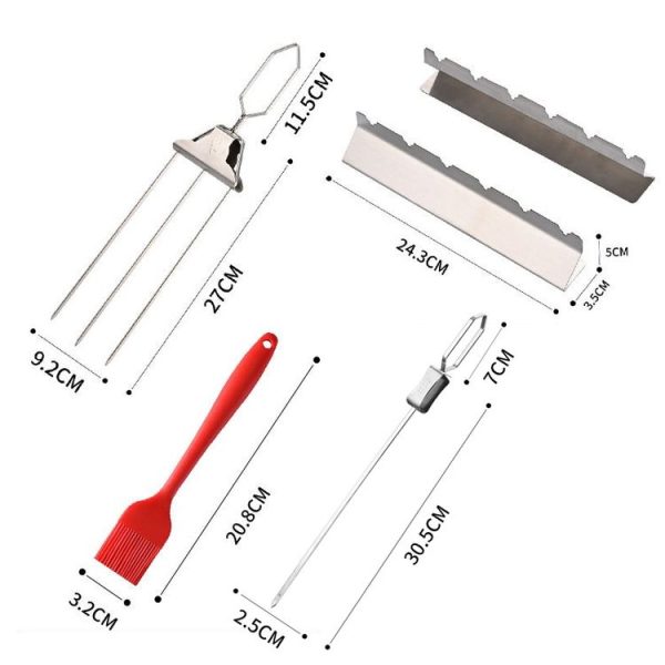 3 Way Skewer Stainless Steel BBQ Skewers Semi-Automatic Barbecue Fork - Image 8