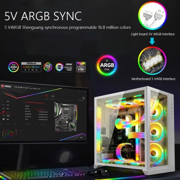 AOSOR AL300 Computer Glow Line ARGB Neon Cable Motherboard Chassis Light Strip Light Board Decoration (White) - Image 5