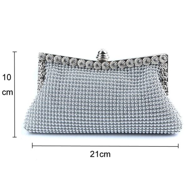 Aluminum Beads Rhinestone Evening Bag Ladies Banquet Evening Clutch Bag (Black) - Image 3