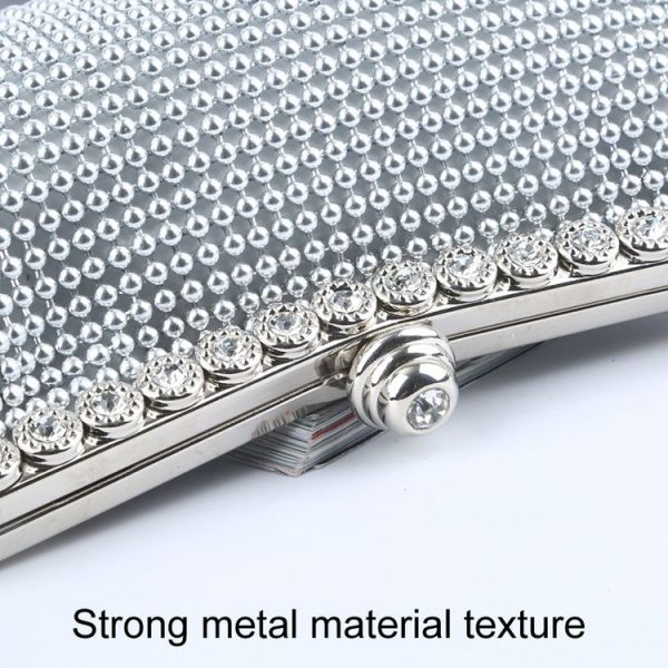 Aluminum Beads Rhinestone Evening Bag Ladies Banquet Evening Clutch Bag (Black) - Image 5