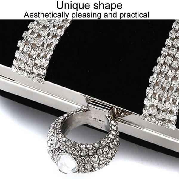 U-Shape Embellished Evening Bag Ladies Banquet Evening Clutch Bag (Black) - Image 4