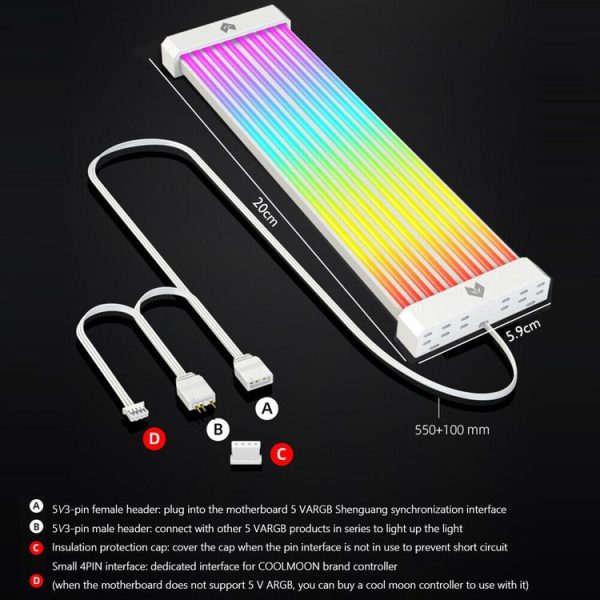 AOSOR Al200 Neon Cable Computer Motherboard Graphics Card Glow Board Power Supply Line Decoration (White) - Image 5