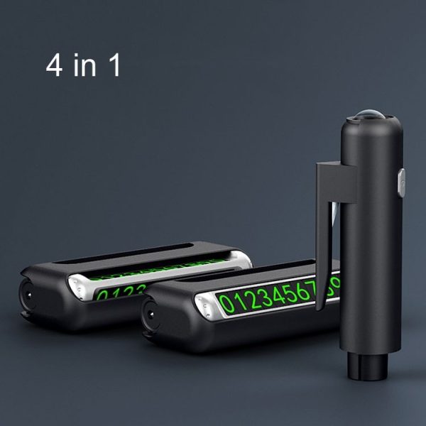 Car Safety Hammer Car Escape Device Temporary Parking Number Plate (4 In 1) - Image 2
