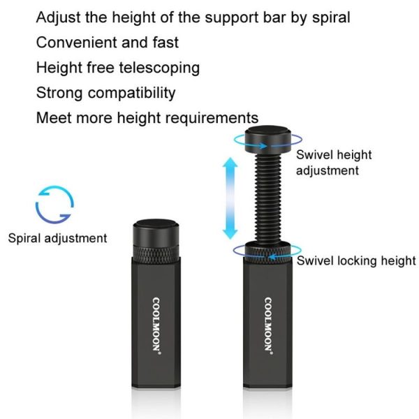 COOLMOON Graphics Card Stand Desktop Computer Graphics Card Vertical Top Support Bracket Screw Telescopic Support Rods, Adjustable Height: 2.8-5cm (Black) - Image 8