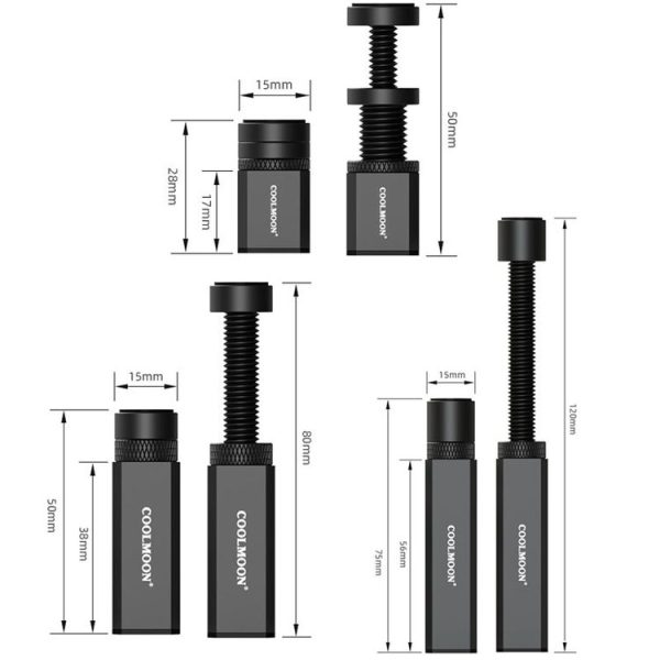 COOLMOON Graphics Card Stand Desktop Computer Graphics Card Vertical Top Support Bracket Screw Telescopic Support Rods, Adjustable Height: 2.8-5cm (Black) - Image 9